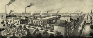 Impressie van Zilverfabriek Begeer uit 1913, waarop de grootte is overdreven (Het Utrechts Archief)